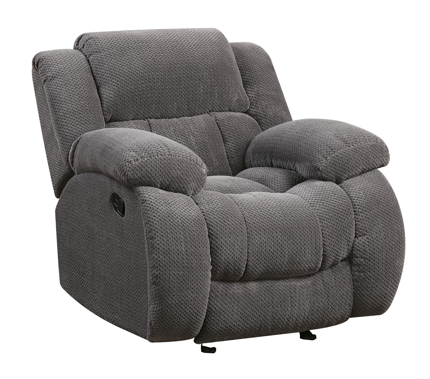 Coaster weissman casual pillow padded glider recliner top
